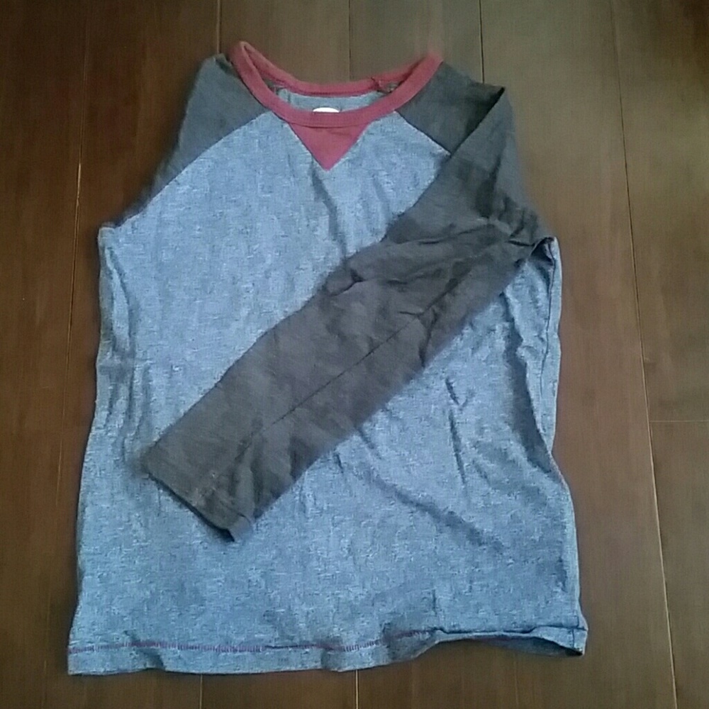 Blue and gray long sleeve shirt